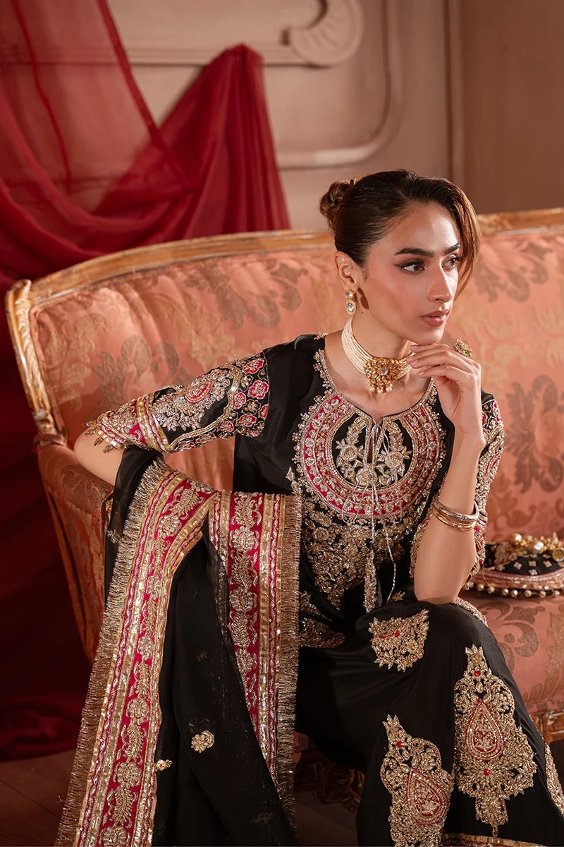 LUNARA (black) Pakistani fashion outfit in black, gold, pink, red…